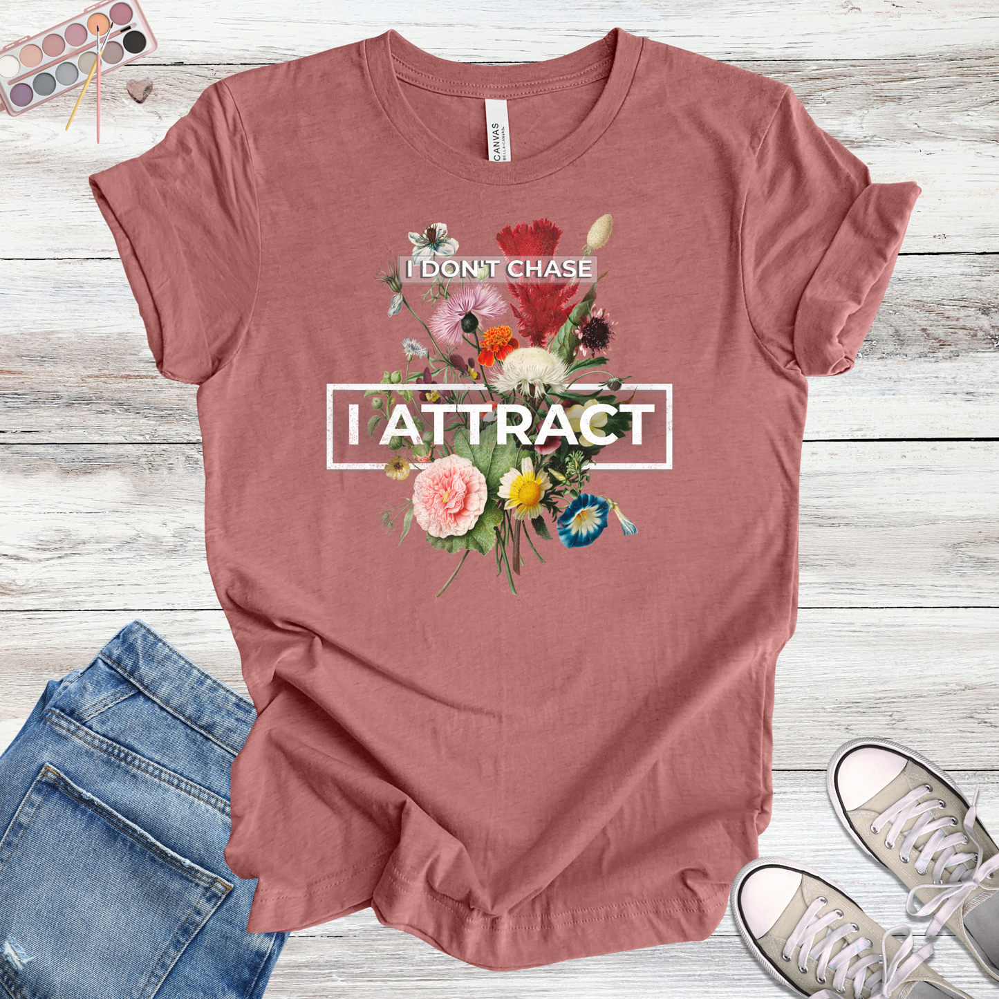 I Don't Chase I Attract | Floral Manifestation Unisex Tee