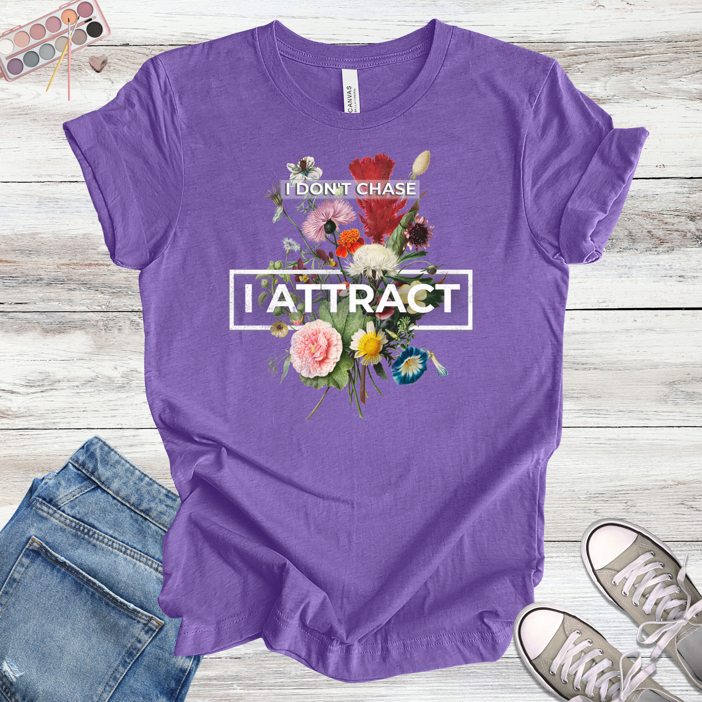 I Don't Chase I Attract | Floral Manifestation Unisex Tee