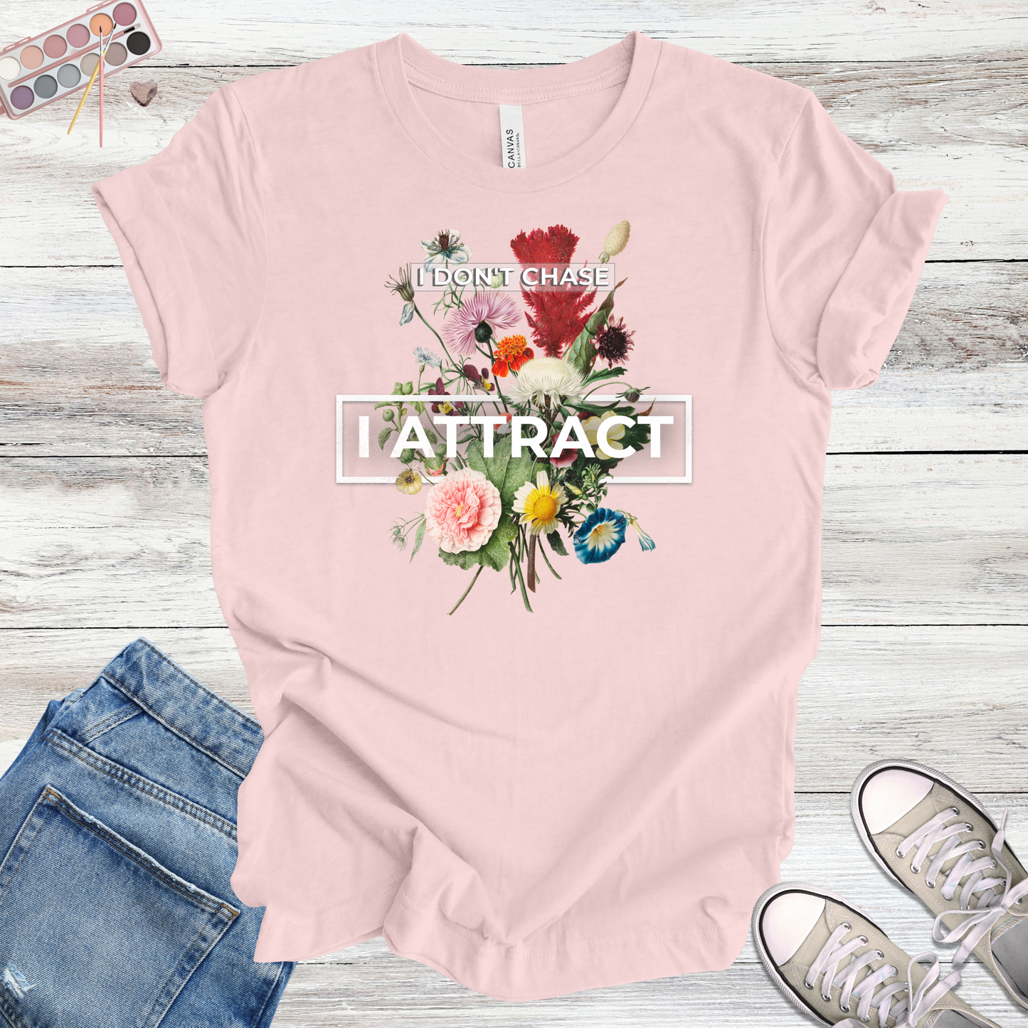 I Don't Chase I Attract | Floral Manifestation Unisex Tee